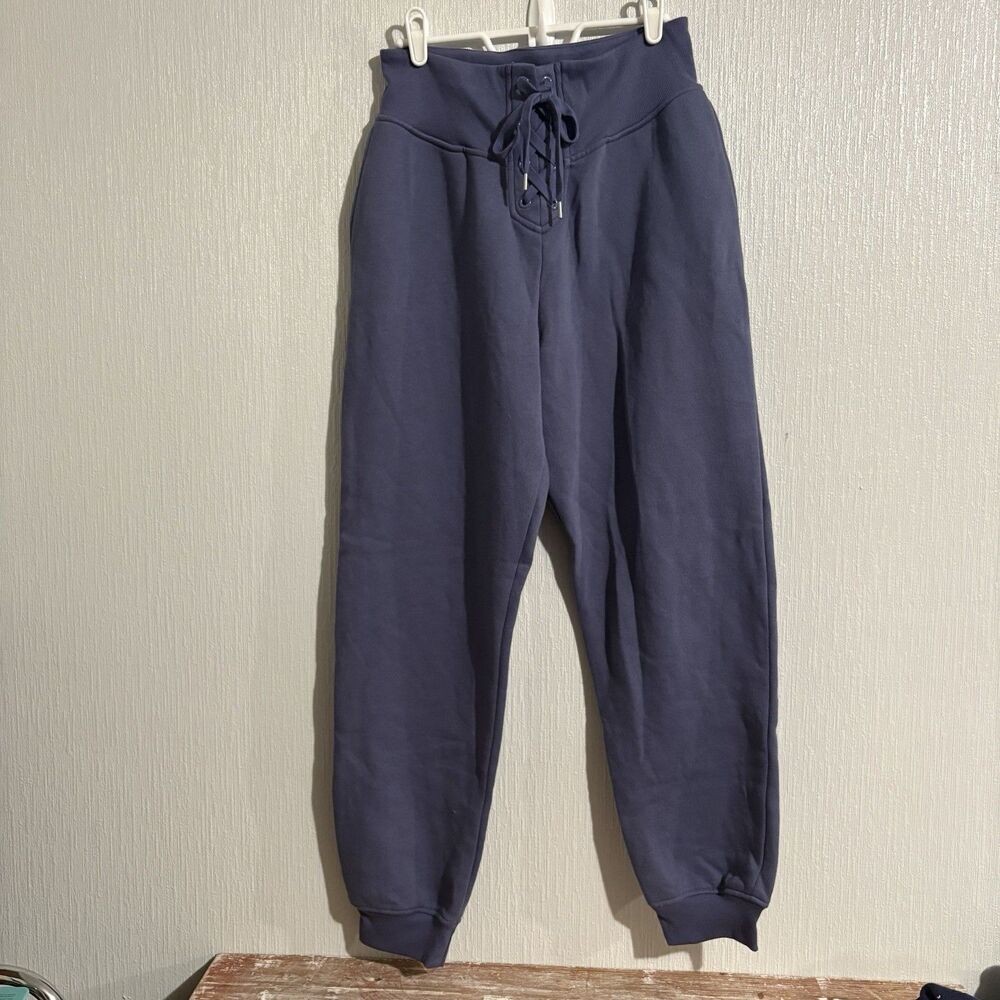 Victoria’s Secret Lace Up Jogger Sweatpant NEW Old Stock Blue Soft Fleece Cozy M